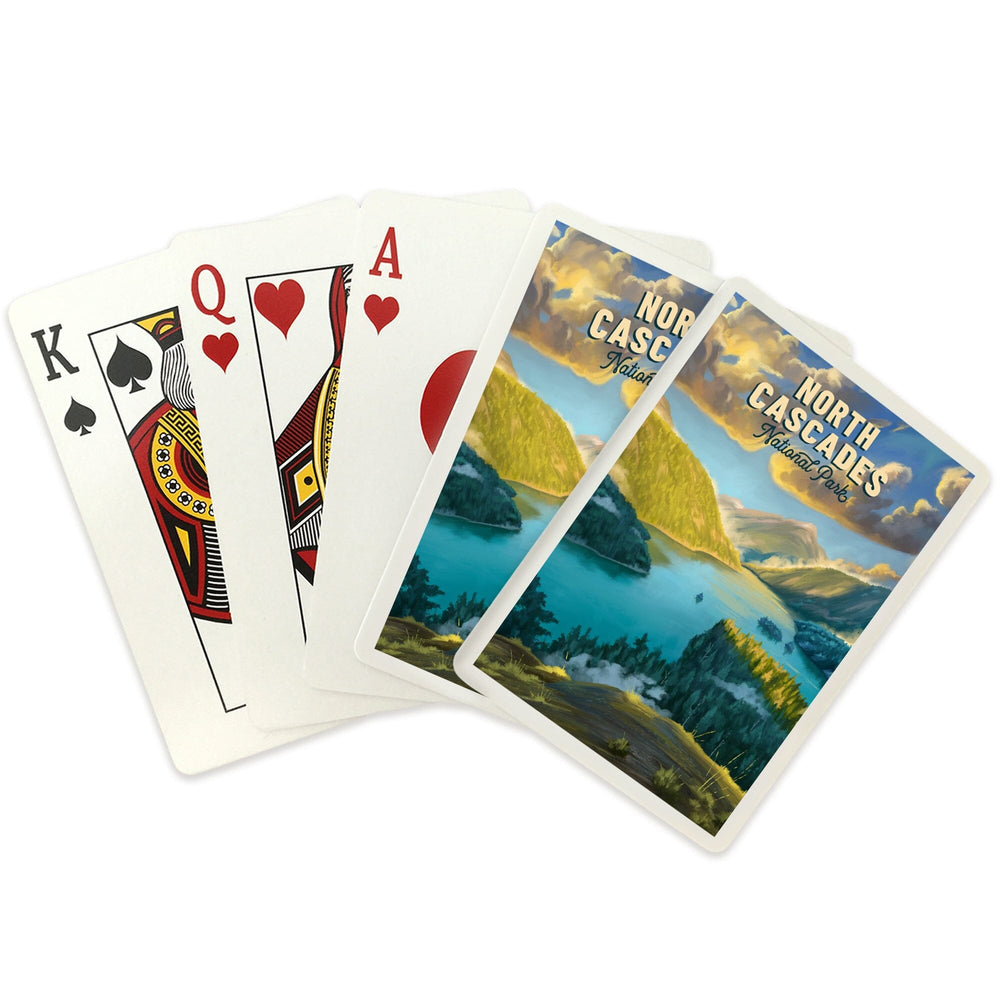 Playing Cards, North Cascades National Park, Washington, Oil Painting National Park Series, 52 Card Deck with Jokers in Box, Unique Art Cards Lantern Press
