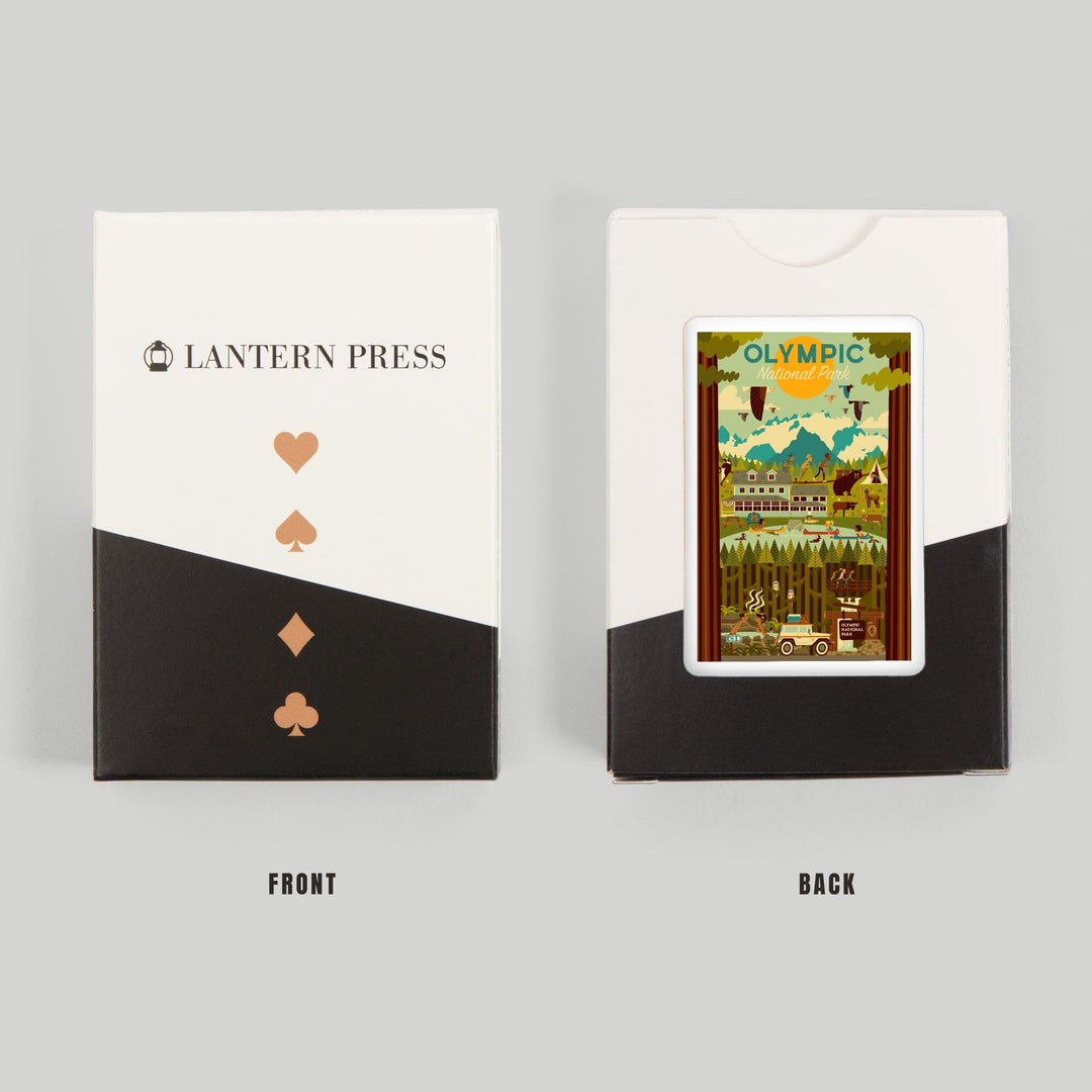 Playing Cards, Olympic National Park, Washington, Geometric National Park Series, 52 Card Deck with Jokers in Box, Unique Art Cards Lantern Press