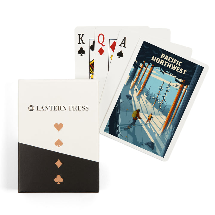 Playing Cards, Pacific Northwest, Better on Foot, Snowshoeing, 52 Card Deck with Jokers in Box, Unique Art Cards Lantern Press