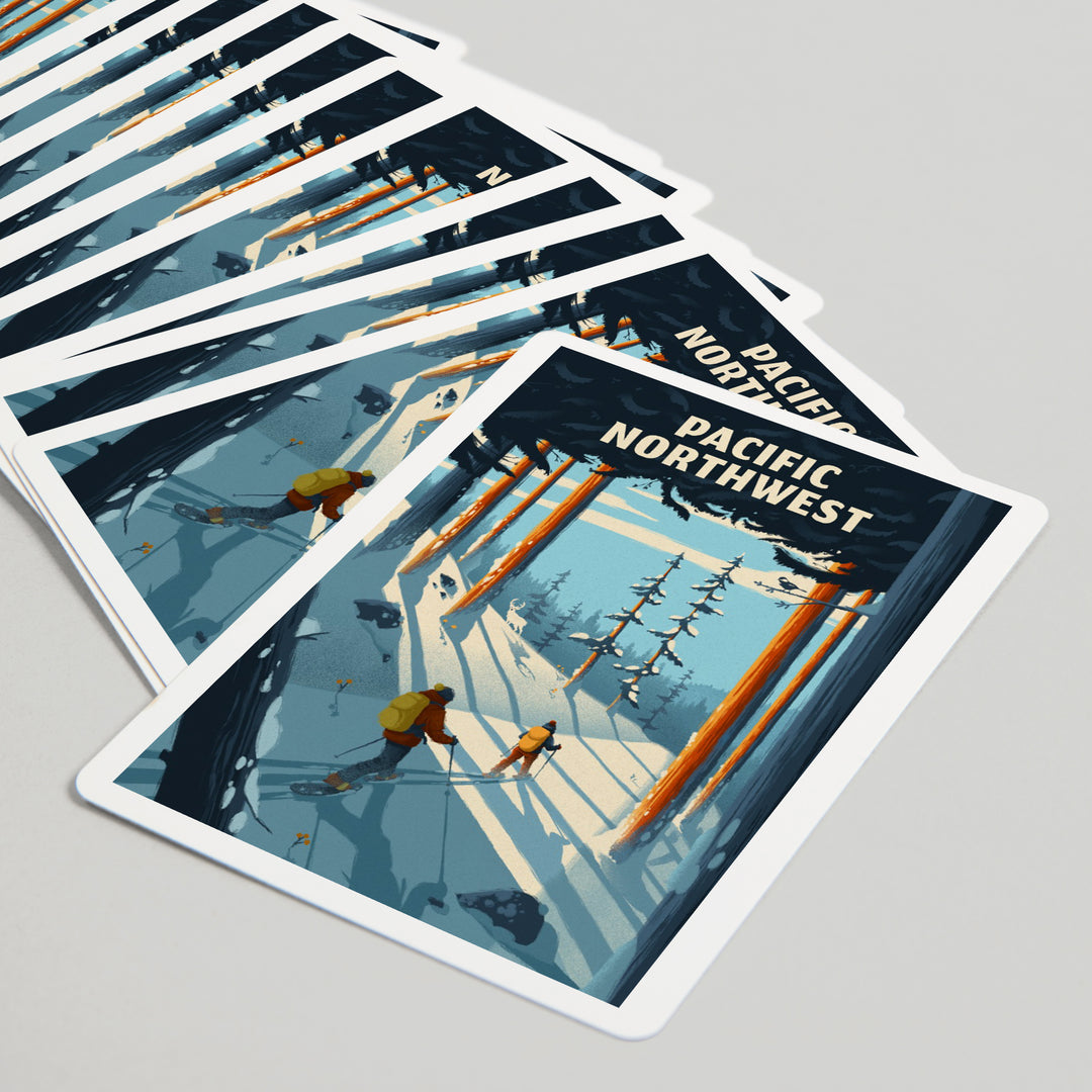 Playing Cards, Pacific Northwest, Better on Foot, Snowshoeing, 52 Card Deck with Jokers in Box, Unique Art Cards Lantern Press