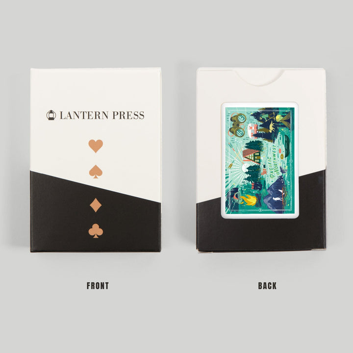 Playing Cards, Pacific Northwest, Lake Life Series, Collage, Landscape With Mountain, 52 Card Deck with Jokers in Box, Unique Art Cards Lantern Press