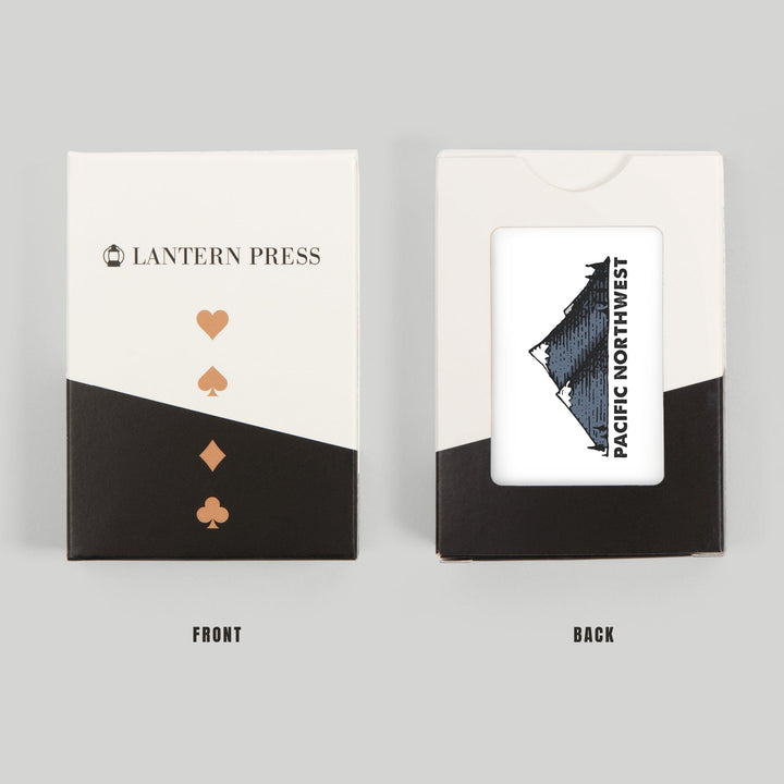 Playing Cards, Pacific Northwest, Mountains, Icon, 52 Card Deck with Jokers in Box, Unique Art Cards Lantern Press
