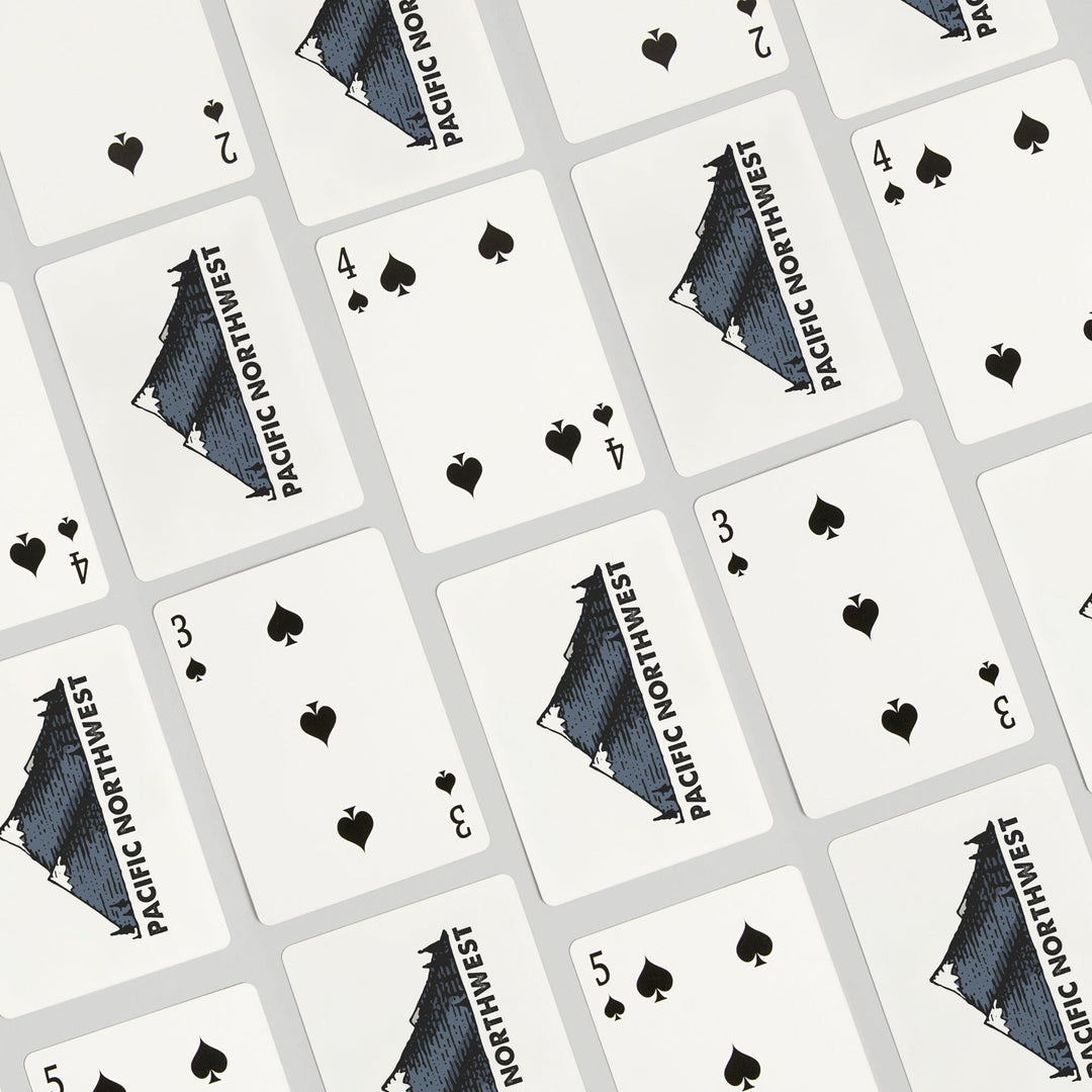 Playing Cards, Pacific Northwest, Mountains, Icon, 52 Card Deck with Jokers in Box, Unique Art Cards Lantern Press