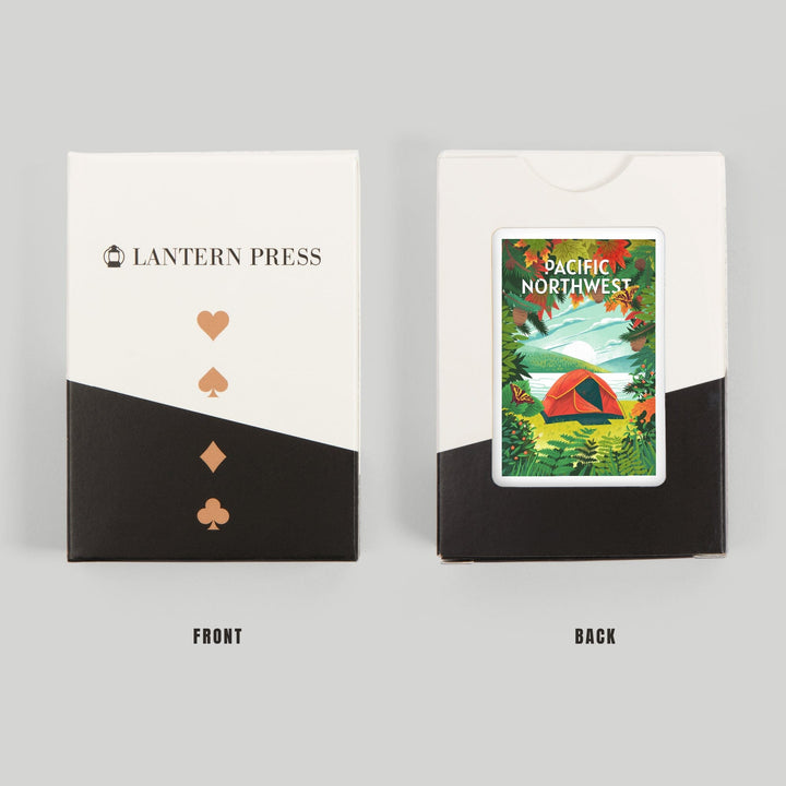 Playing Cards, Pacific Northwest, Peek That View, Tent Camping, Fall Colors, 52 Card Deck with Jokers in Box, Unique Art Cards Lantern Press