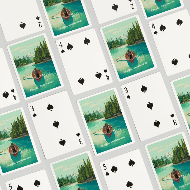 Playing Cards, Pacific Northwest, Quiet Explorer, Boating, Mountain, 52 Card Deck with Jokers in Box, Unique Art Cards Lantern Press
