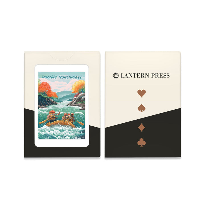 Playing Cards, Pacific Northwest, Seek Adventure, River Rafting, 52 Card Deck with Jokers in Box, Unique Art Cards Lantern Press