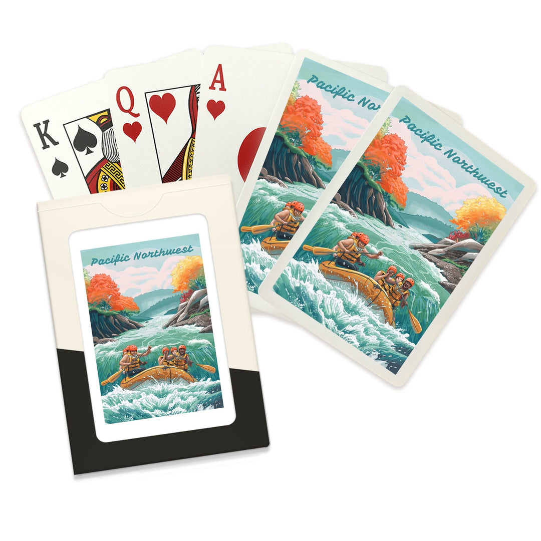 Playing Cards, Pacific Northwest, Seek Adventure, River Rafting, 52 Card Deck with Jokers in Box, Unique Art Cards Lantern Press