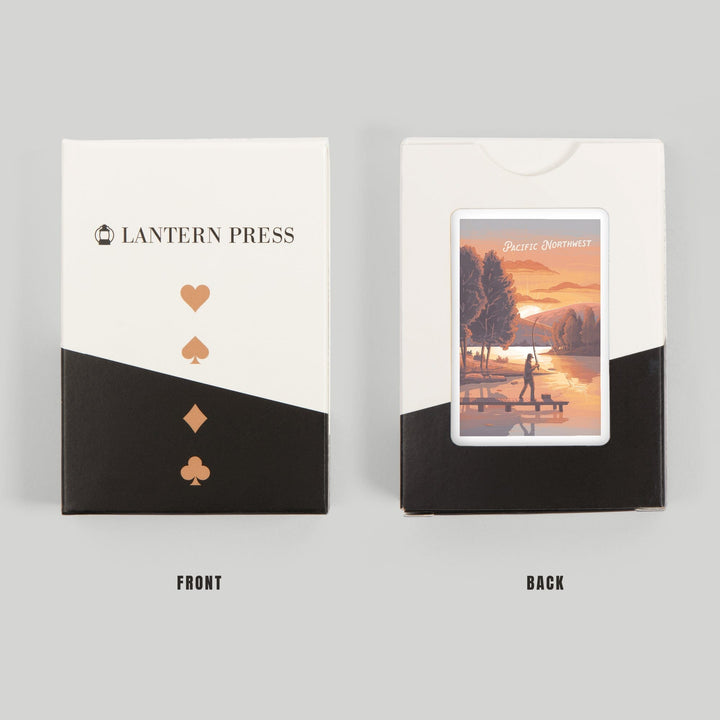 Playing Cards, Pacific Northwest, This is Living, Fishing with Hills, 52 Card Deck with Jokers in Box, Unique Art Cards Lantern Press
