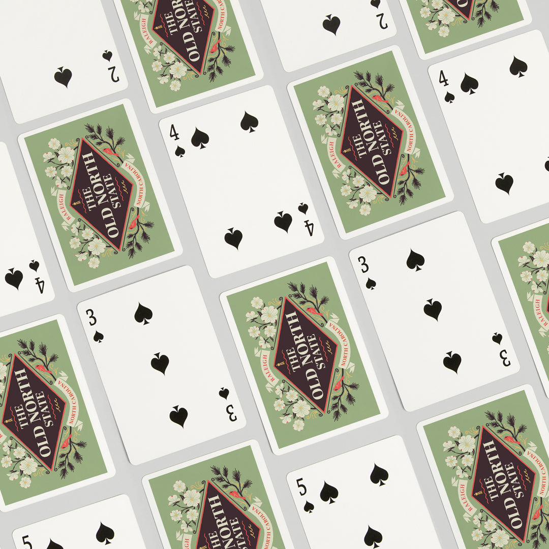 Playing Cards, Raleigh, North Carolina, State Motto Crest, State Series, 52 Card Deck with Jokers in Box, Unique Art Cards Lantern Press