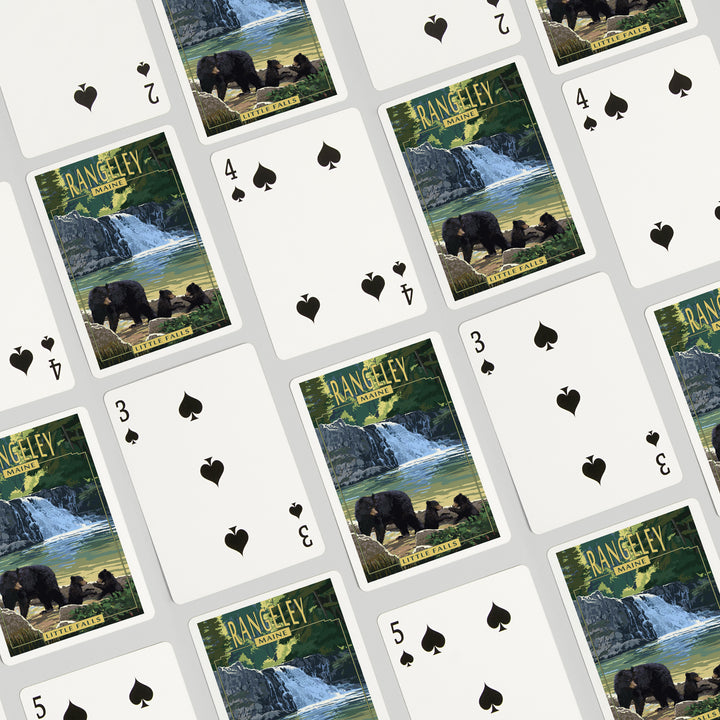 Playing Cards, Rangeley, Maine, Painterly, Little Falls, Black Bear and Cubs, 52 Card Deck with Jokers in Box, Unique Art Cards Lantern Press
