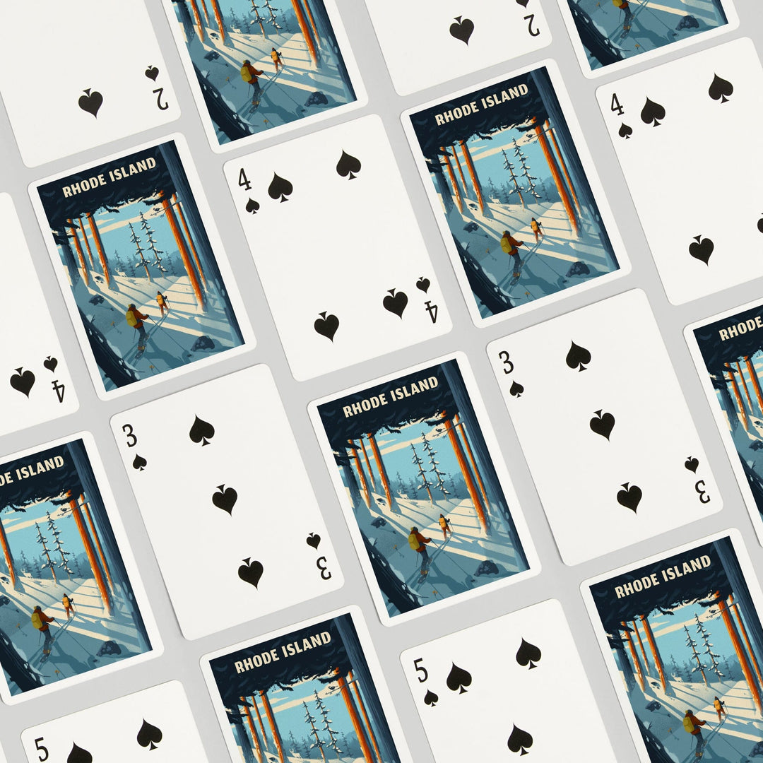 Playing Cards, Rhode Island, Better on Foot, Snowshoeing, 52 Card Deck with Jokers in Box, Unique Art Cards Lantern Press