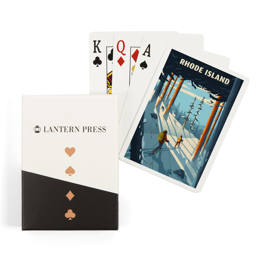 Playing Cards, Rhode Island, Better on Foot, Snowshoeing, 52 Card Deck with Jokers in Box, Unique Art Cards Lantern Press