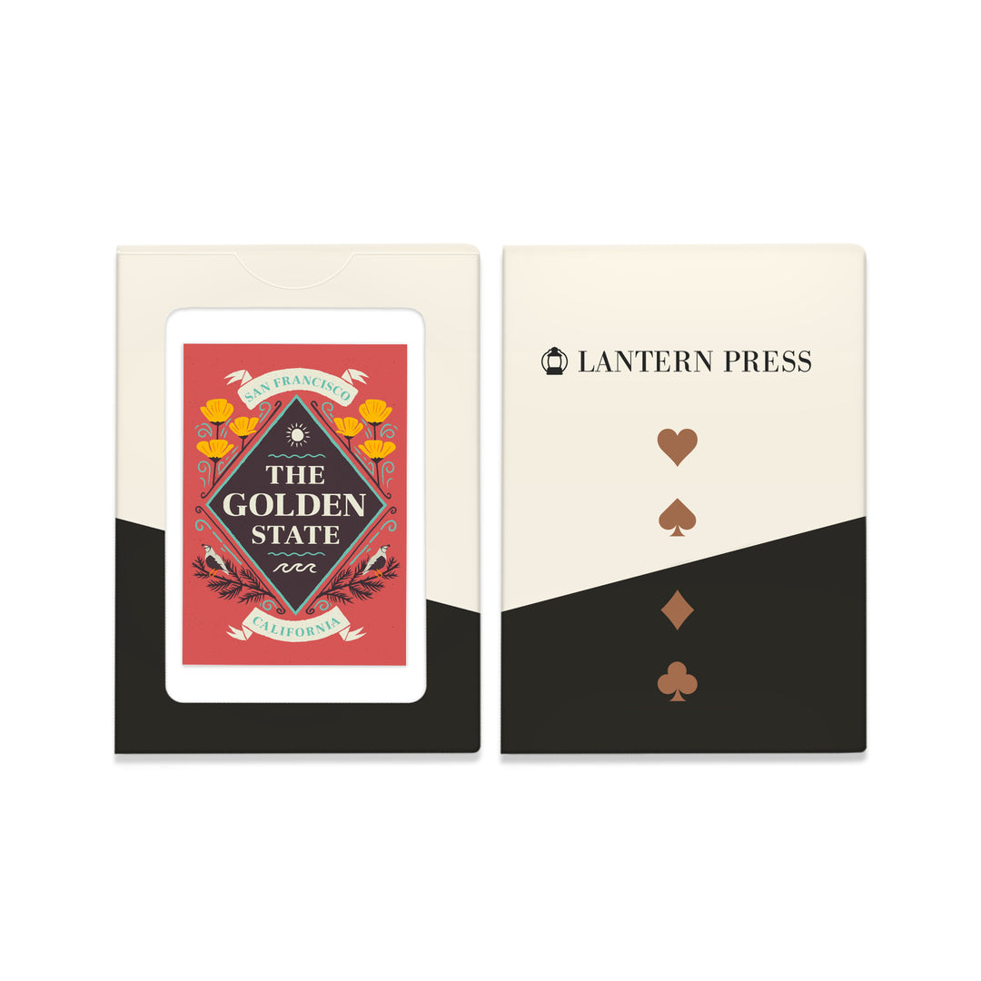 Playing Cards, San Francisco, California, State Motto Crest, State Series, 52 Card Deck with Jokers in Box, Unique Art Cards Lantern Press