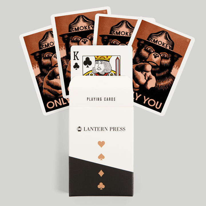 Playing Cards, Smokey Bear, Only You, Halftone Red, Officially Licensed, 52 Card Deck with Jokers in Box, Unique Art Cards Lantern Press