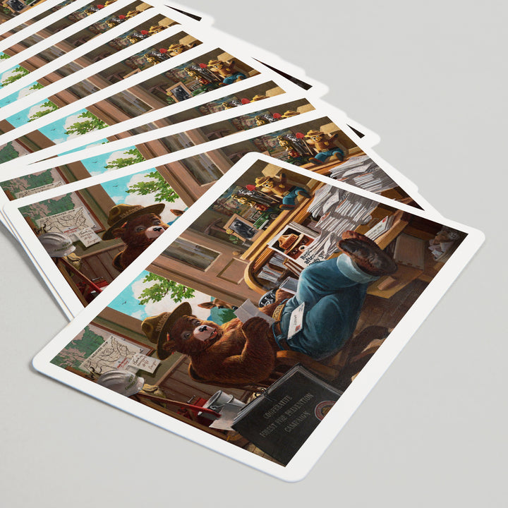 Playing Cards, Smokey Bear, Reading Mail, Officially Licensed Vintage Poster, 52 Card Deck with Jokers in Box, Unique Art Cards Lantern Press