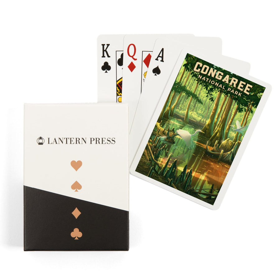 Playing Cards, South Carolina, Oil Painting, Congaree National Park, 52 Card Deck with Jokers in Box, Unique Art Cards Lantern Press