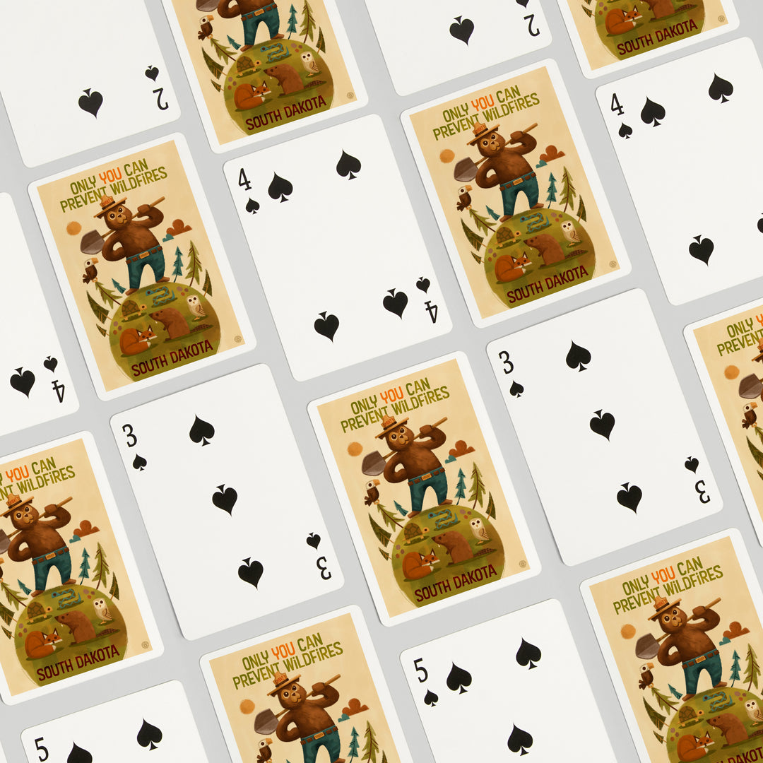 Playing Cards, South Dakota, Smokey Bear and Friends, 52 Card Deck with Jokers in Box, Unique Art Cards Lantern Press