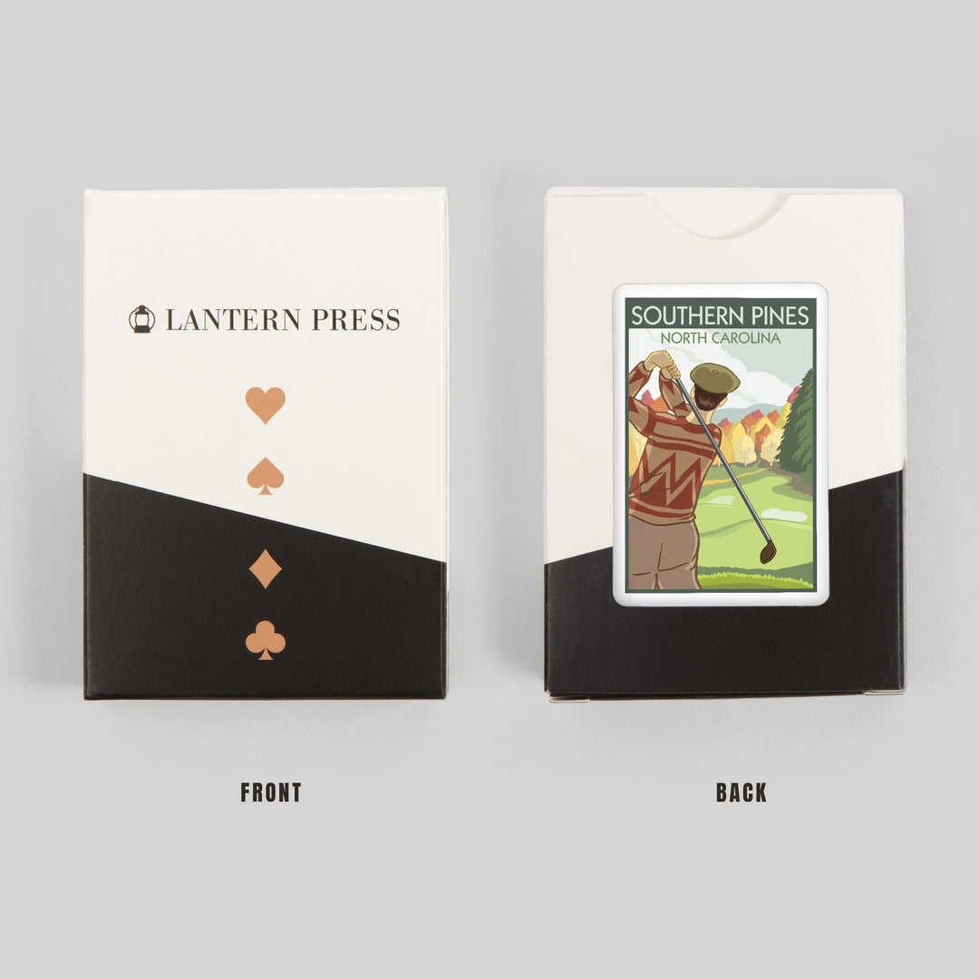Playing Cards, Southern Pines, North Carolina, Golfer, 52 Card Deck with Jokers in Box, Unique Art Cards Lantern Press