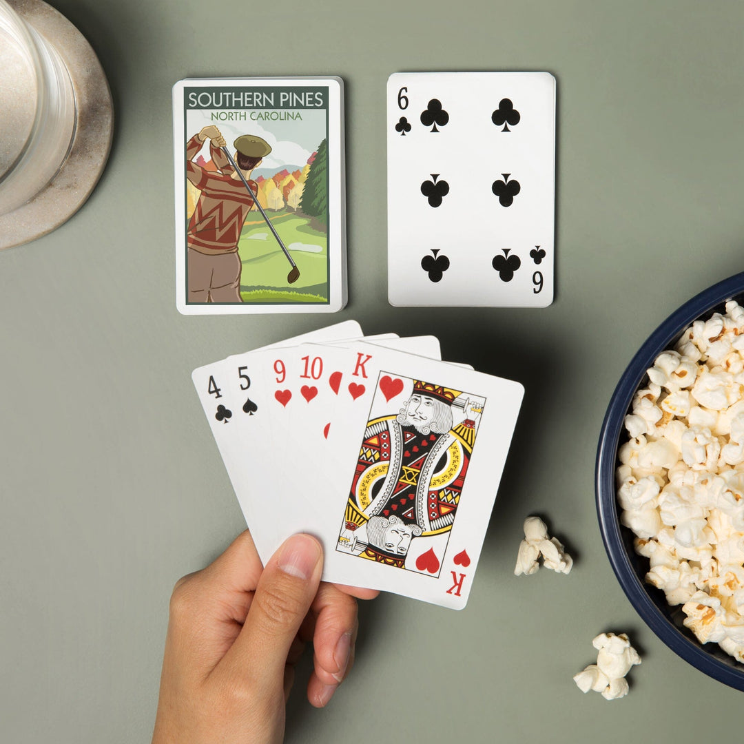 Playing Cards, Southern Pines, North Carolina, Golfer, 52 Card Deck with Jokers in Box, Unique Art Cards Lantern Press
