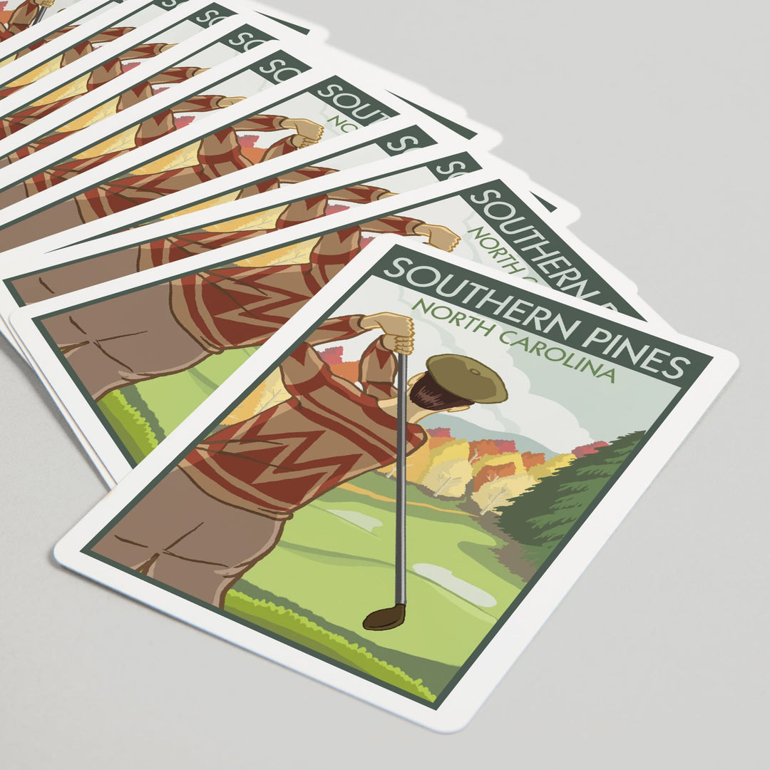 Playing Cards, Southern Pines, North Carolina, Golfer, 52 Card Deck with Jokers in Box, Unique Art Cards Lantern Press