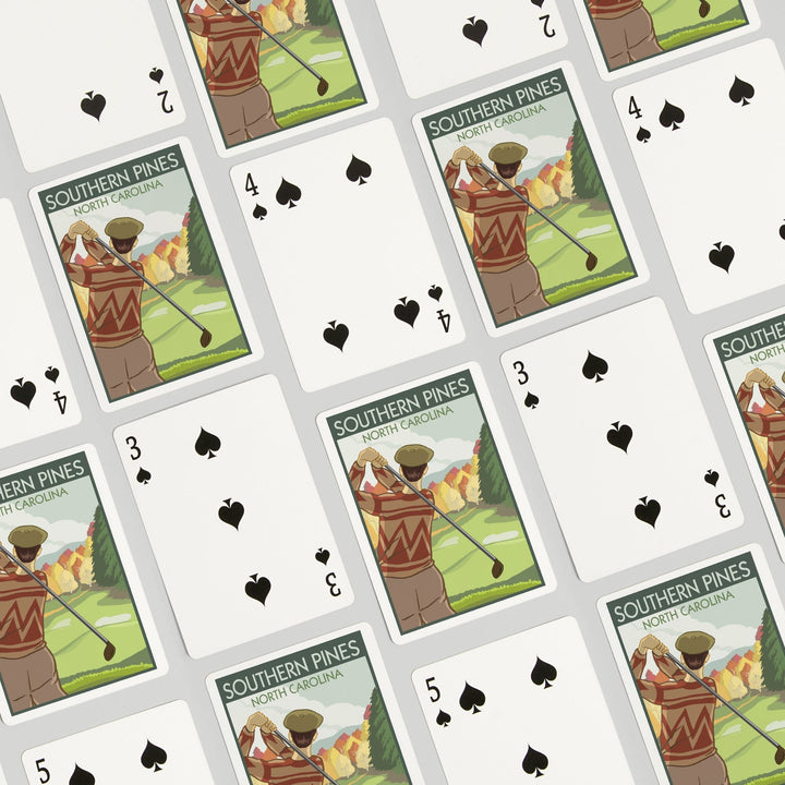 Playing Cards, Southern Pines, North Carolina, Golfer, 52 Card Deck with Jokers in Box, Unique Art Cards Lantern Press