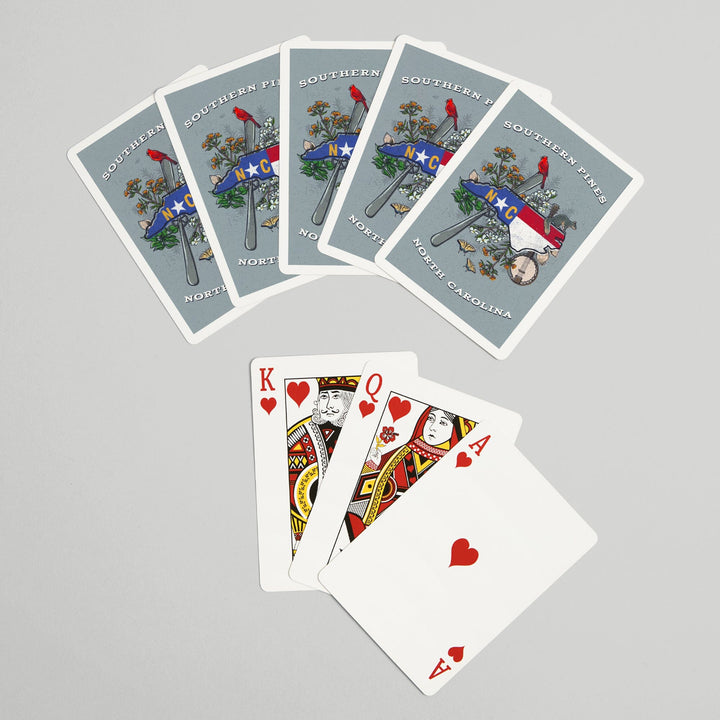 Playing Cards, Southern Pines, North Carolina, State Treasure Trove, 52 Card Deck with Jokers in Box, Unique Art Cards Lantern Press