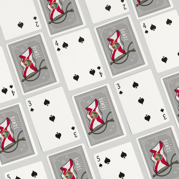 Playing Cards, Tampa, Florida, Waving State Flag, State Series, 52 Card Deck with Jokers in Box, Unique Art Cards Lantern Press