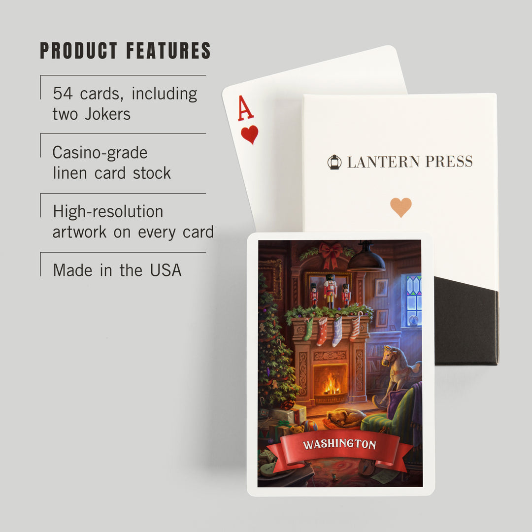 Playing Cards, Washington, Christmas Morning, 52 Card Deck with Jokers in Box, Unique Art Cards Lantern Press