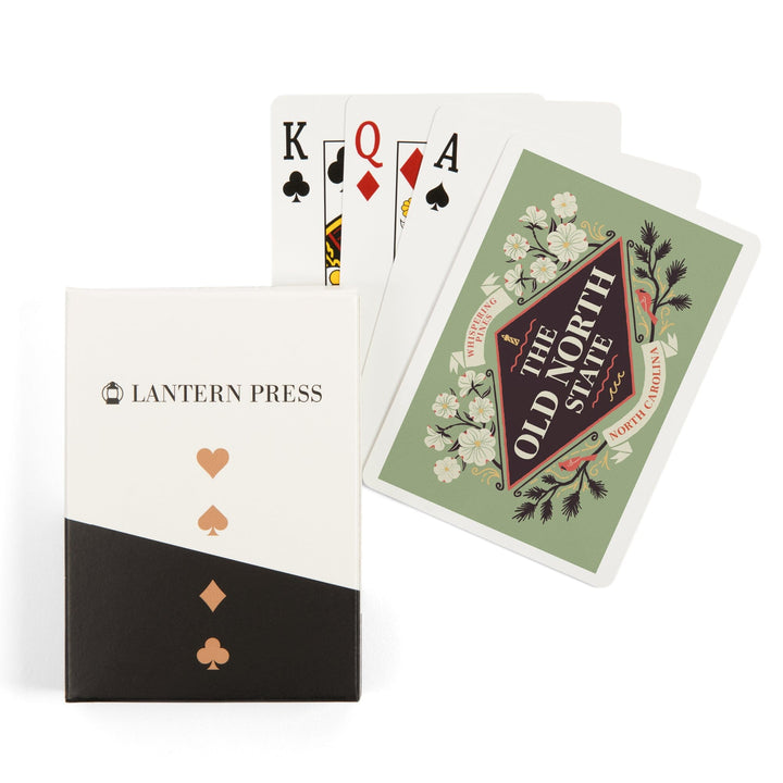 Playing Cards, Whispering Pines, North Carolina, State Motto Crest, State Series, 52 Card Deck with Jokers in Box, Unique Art Cards Lantern Press