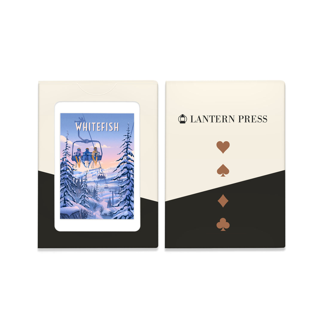 Playing Cards, Whitefish, Montana, Chill on the Uphill, Ski Lift, 52 Card Deck with Jokers in Box, Unique Art Cards Lantern Press
