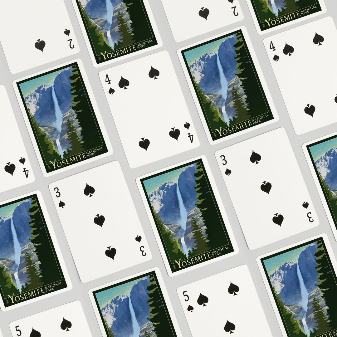 Playing Cards, Yosemite National Park, California, Yosemite Falls, Lithography, 52 Card Deck with Jokers in Box, Unique Art Cards Lantern Press