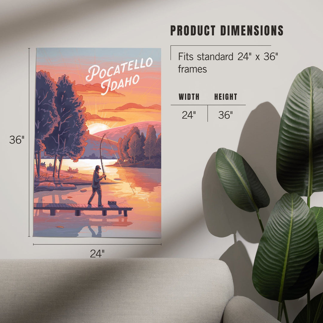 Pocatello, Idaho, This is Living, Fishing with Hills, Art & Giclee Prints Art Lantern Press