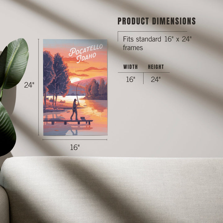 Pocatello, Idaho, This is Living, Fishing with Hills, Art & Giclee Prints Art Lantern Press