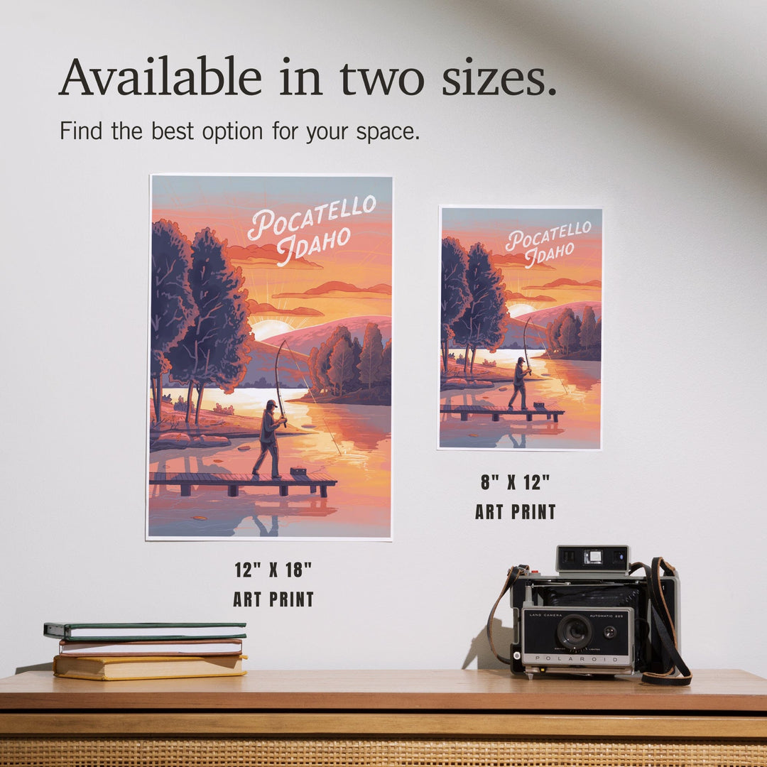 Pocatello, Idaho, This is Living, Fishing with Hills, Art & Giclee Prints Art Lantern Press