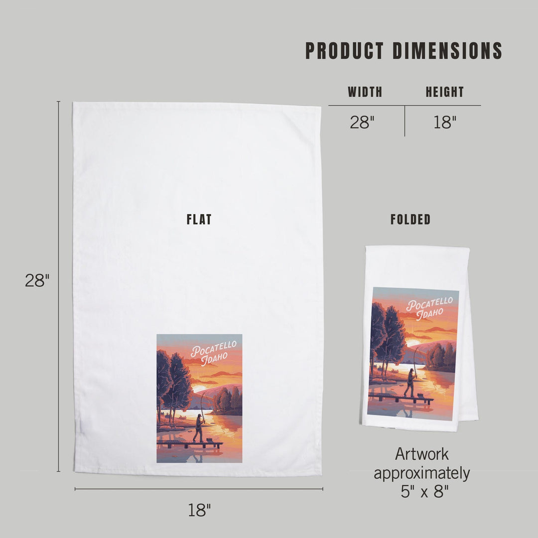 Pocatello, Idaho, This is Living, Fishing with Hills, Organic Cotton Kitchen Tea Towels Kitchen Lantern Press