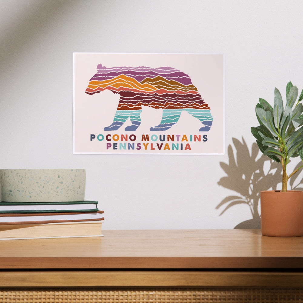 Pocono Mountains, Pennsylvania, Bear, Light Background, Art & Giclee Prints Art Lantern Press