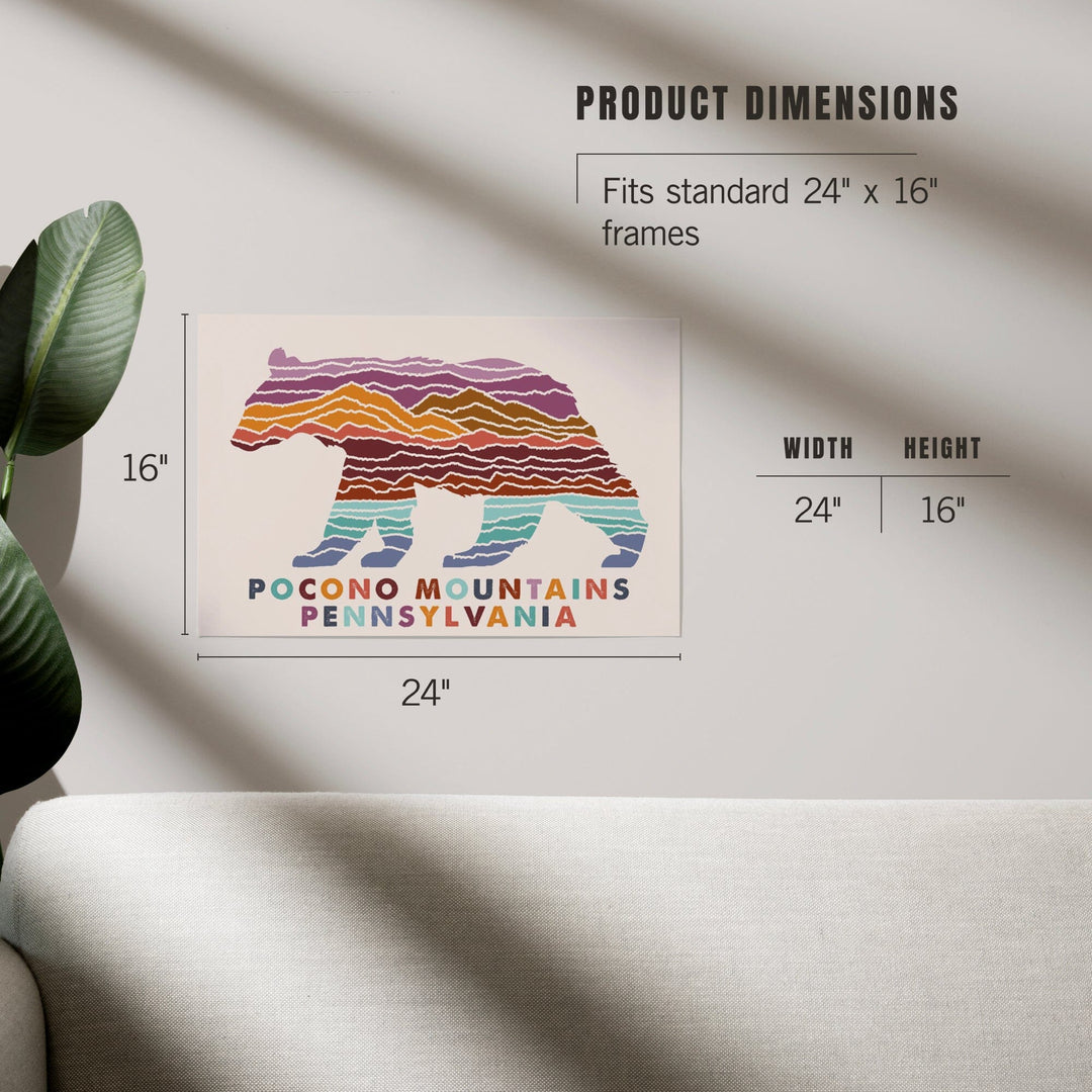 Pocono Mountains, Pennsylvania, Bear, Light Background, Art & Giclee Prints Art Lantern Press