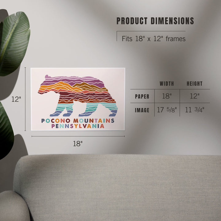 Pocono Mountains, Pennsylvania, Bear, Light Background, Art & Giclee Prints Art Lantern Press