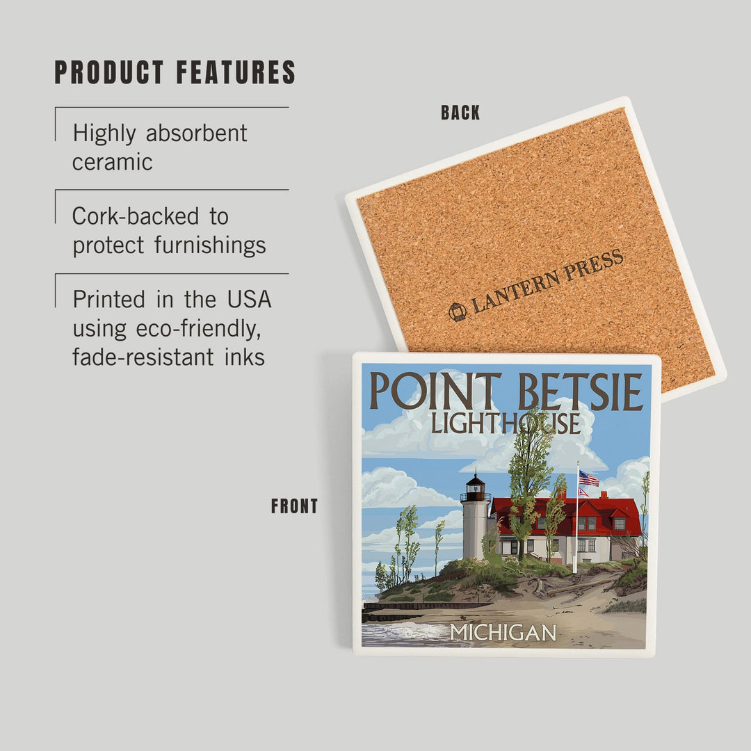 Point Betsie Lighthouse, Michigan, Coasters Coasters Lantern Press