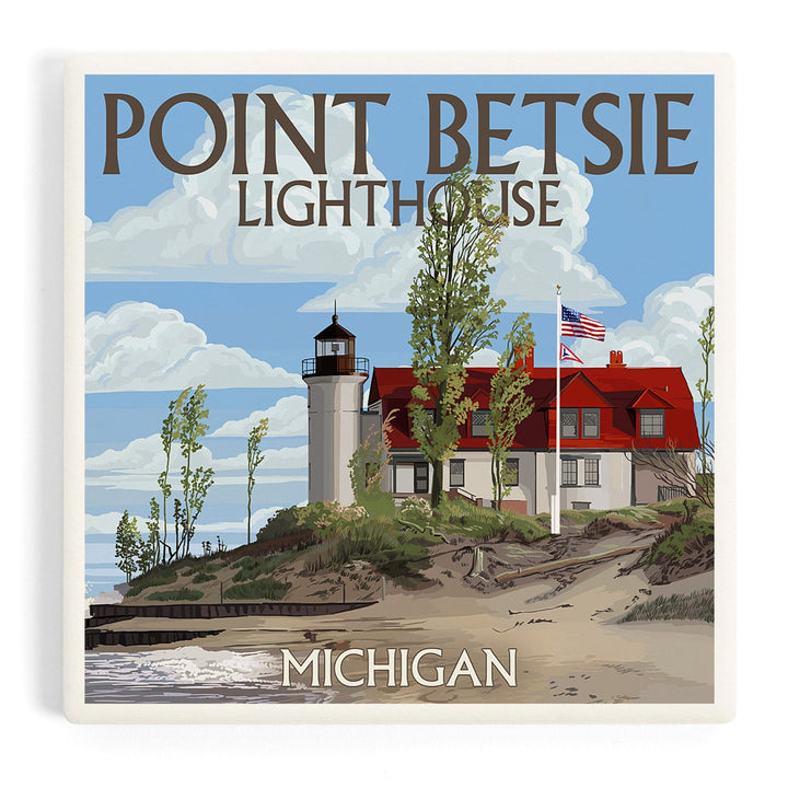 Point Betsie Lighthouse, Michigan, Coasters Coasters Lantern Press