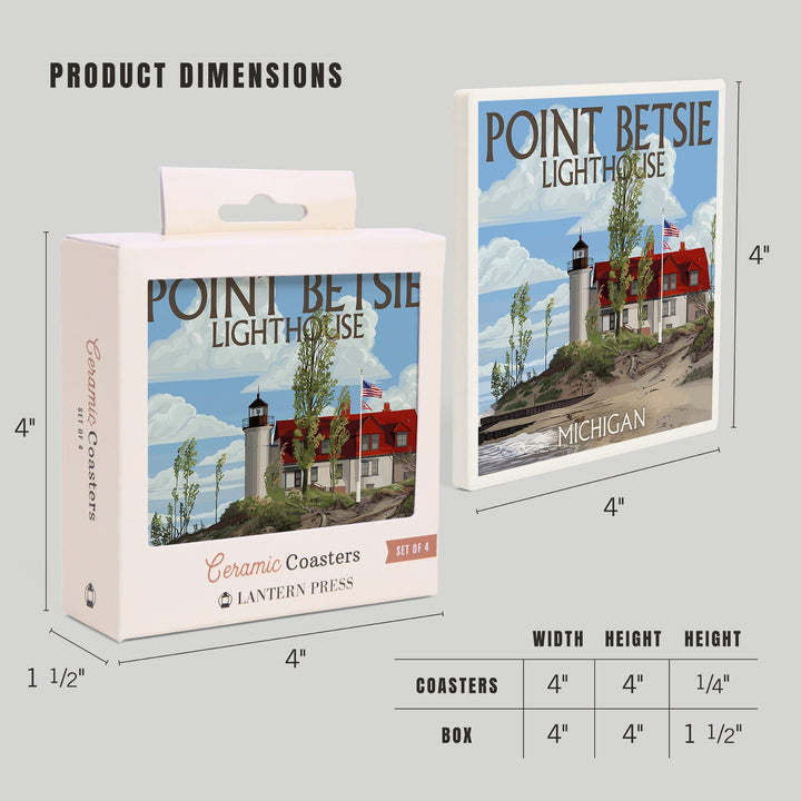 Point Betsie Lighthouse, Michigan, Coasters Coasters Lantern Press
