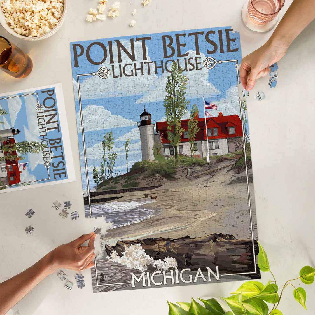 Point Betsie Lighthouse, Michigan, Jigsaw Puzzle Puzzle Lantern Press
