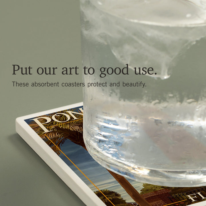 Ponce De Leon Inlet Lighthouse, Florida, Dusk Scene, Coasters Coasters Lantern Press