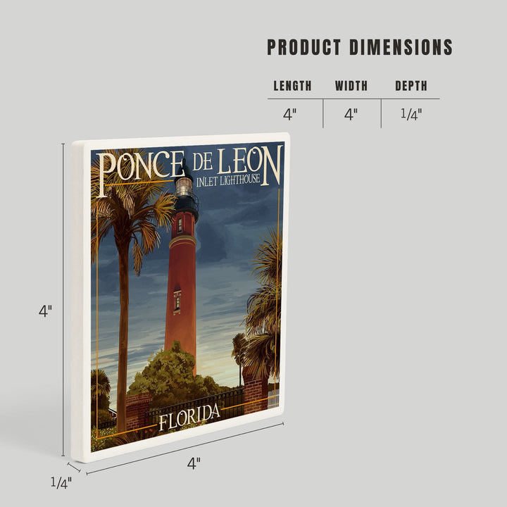 Ponce De Leon Inlet Lighthouse, Florida, Dusk Scene, Coasters Coasters Lantern Press