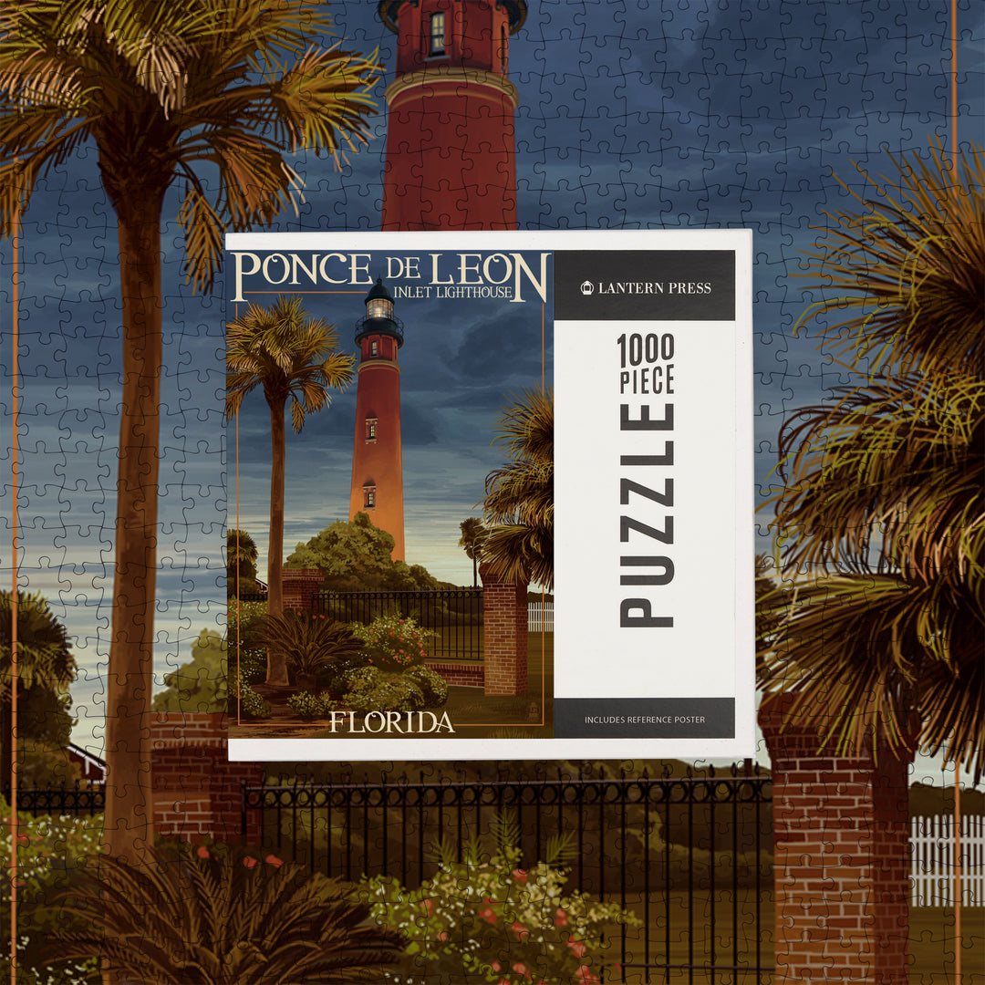 Ponce De Leon Inlet Lighthouse, Florida, Dusk Scene, Jigsaw Puzzle Puzzle Lantern Press