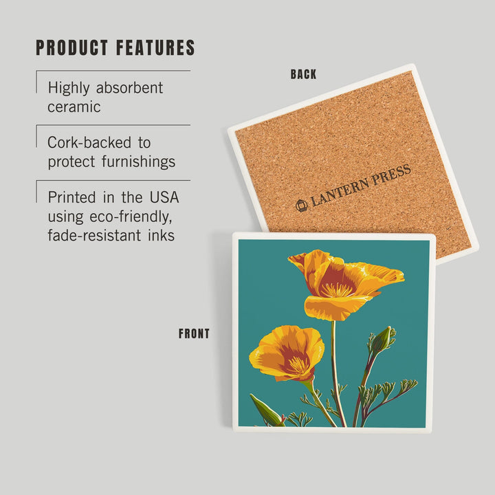 Poppy, Letterpress, Coasters Coasters Lantern Press