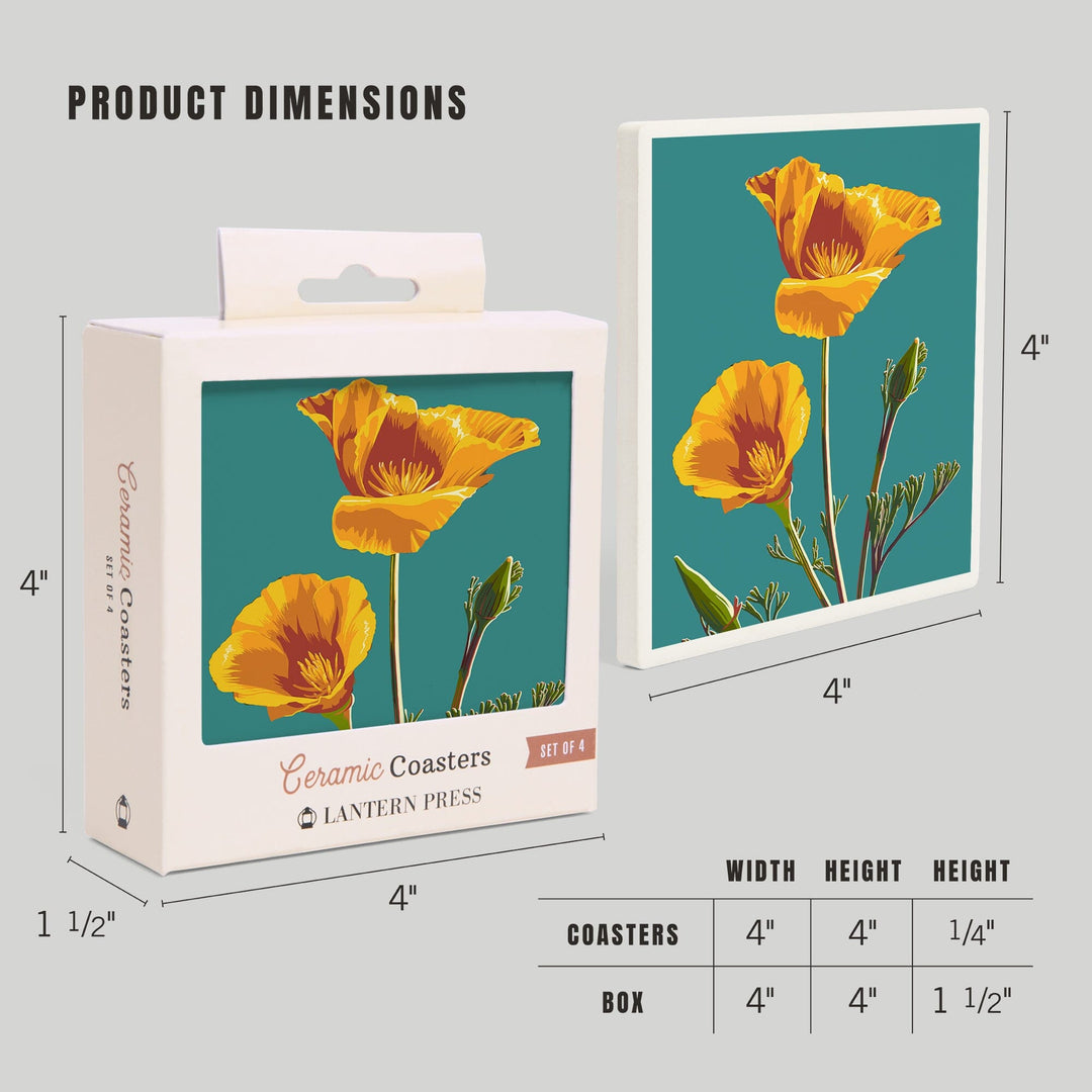 Poppy, Letterpress, Coasters Coasters Lantern Press