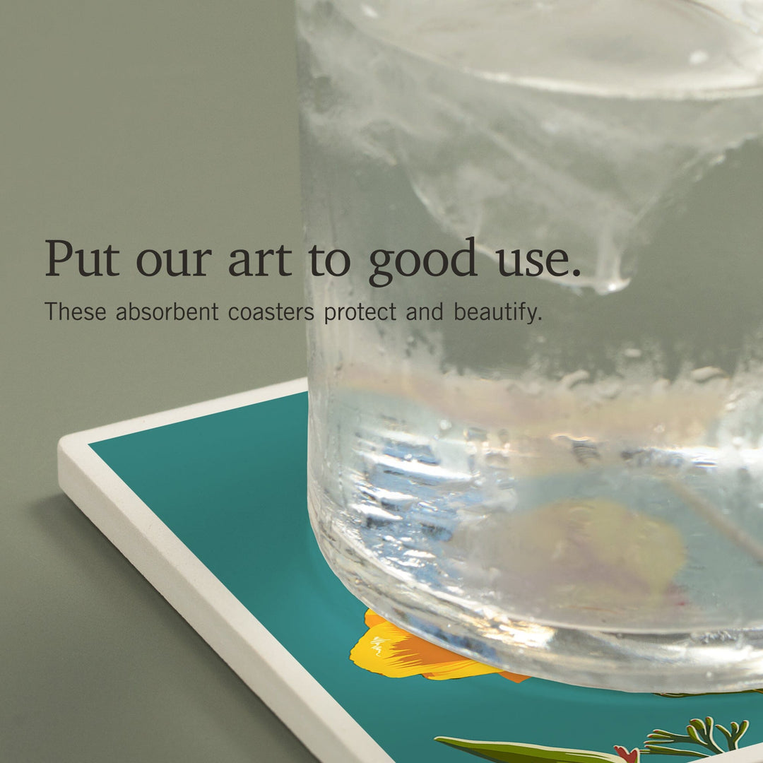 Poppy, Letterpress, Coasters Coasters Lantern Press