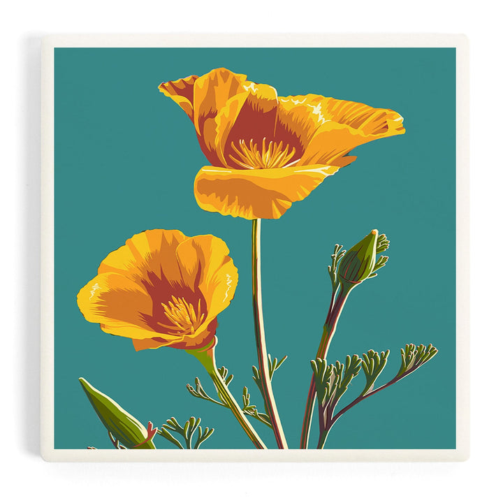 Poppy, Letterpress, Coasters Coasters Lantern Press Coaster