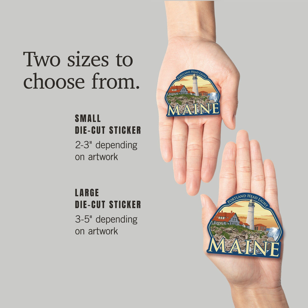 Portland, Maine, Portland Head Light, Contour, Vinyl Sticker Sticker Lantern Press
